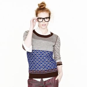 J.Crew Merino Wool Fairisle Menswear Pull-Over Patchwork Sweater